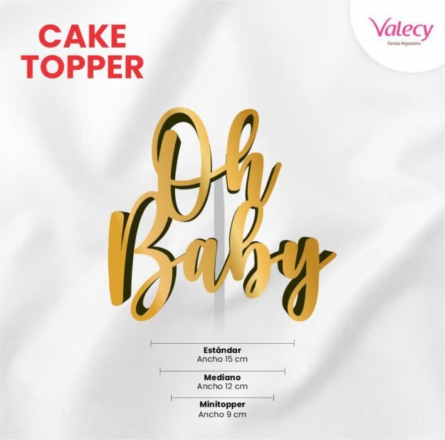 topper en trupan dorado de baby shower para tortas