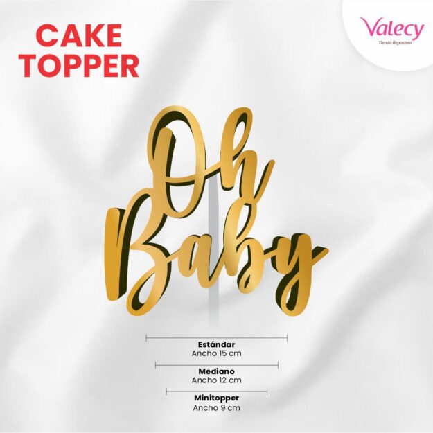 topper en trupan dorado de baby shower para tortas