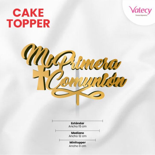 topper dorado de primera comunion para tortas