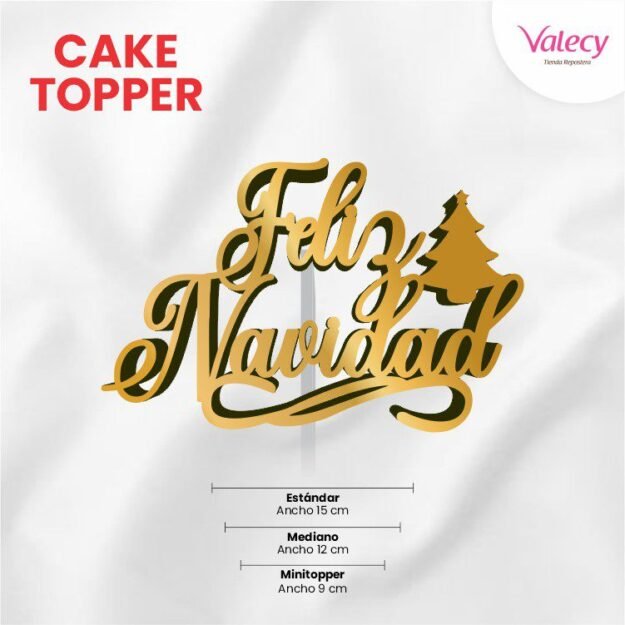 topper en trupan dorado de navidad para tortas