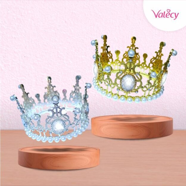 Decoración corona dorada o plateada, tiara, decoración de pastel de princesa, adorno para tortas - metal - grande - modelo 1