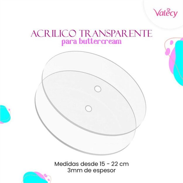 Discos de acrílico transparente para buttercream- modelador - 3mm espesor