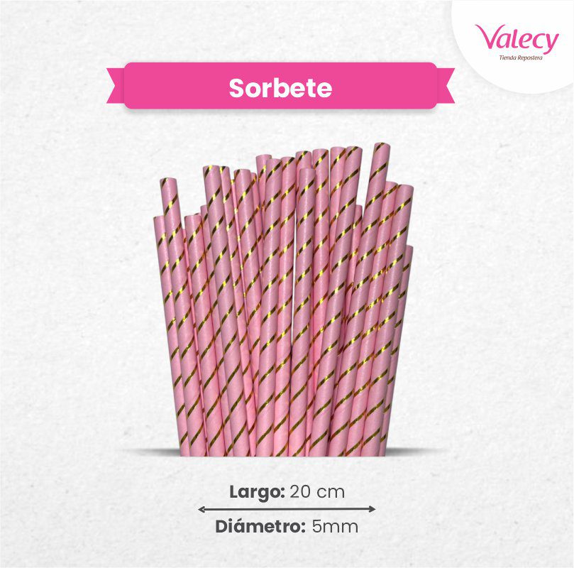 Sorbete - fiesta -fondo rosado con líneas doradas