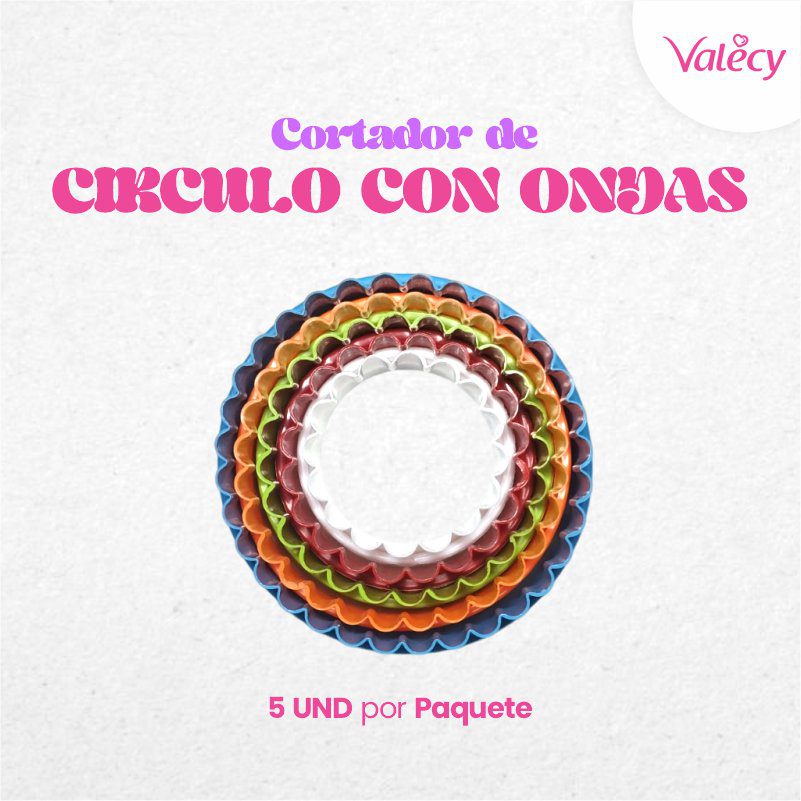 Cortador doble cara Circular / Ondas - Plástico - 5 tamaños - repostería