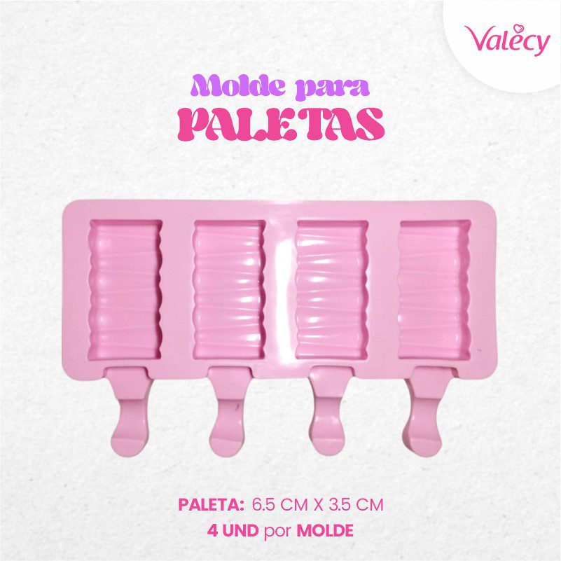 Molde de Paleta - helado - silicona - rayas - 4 und por molde - fácil de usar